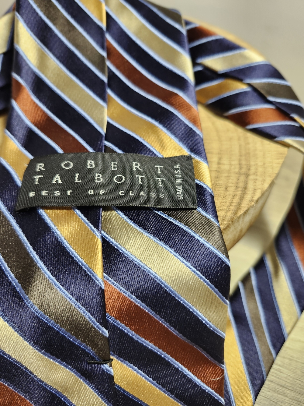 Robert Talbott Navy, Gold & Rust Diagonal Stripe Silk Tie
